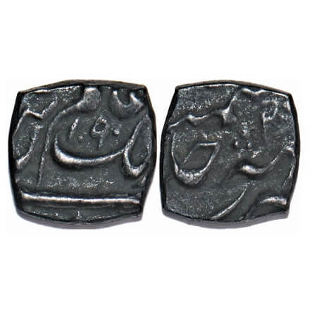 Aurangzeb, Silver Square 1/8 Rupee, 1.43g, Mint Unseen, AH 1090/2x RY. Very Fine, Rare.