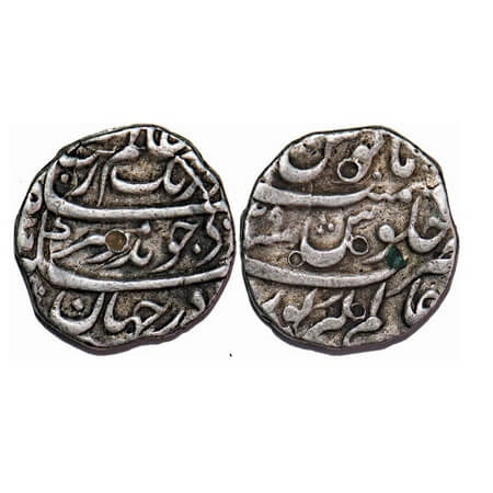 Aurangzeb, Silver Rupee, 11.52g, Alamgirpur (Bhilsa) Mint, 29 RY. KM 300.10. About Very Fi