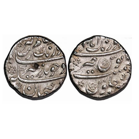 Aurangzeb, Silver Rupee, 11.51g, Aurangabad Mint, AH 1072/5 RY, complete mint name at top.