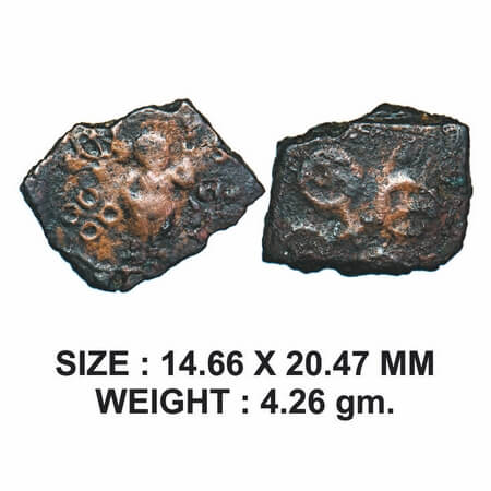 Post-Mauryan, Ujjaini Region, Inscribed type, Copper Unit, 4.26g, Obv: Female diety standi
