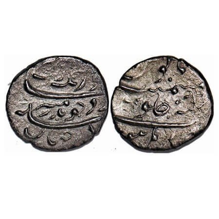 Aurangzeb, Silver ¼ Rupee, 2.50g, Burhanpur Mint, 9 RY. KM 293.3 type. Very Fine+, Scarce.