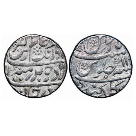 Aurangzeb, Silver Rupee, 11.47g, Golkunda Mint, 11 RY. KM 300.28. About Extremely Fine, Sc