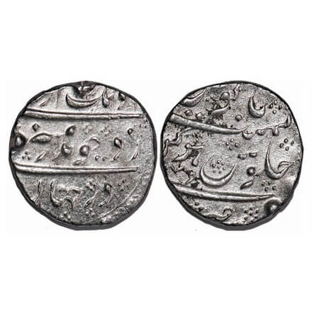 Aurangzeb, Silver Rupee, 11.60g, Hukeri Mint, Fully ornamented by dotted flowers both side