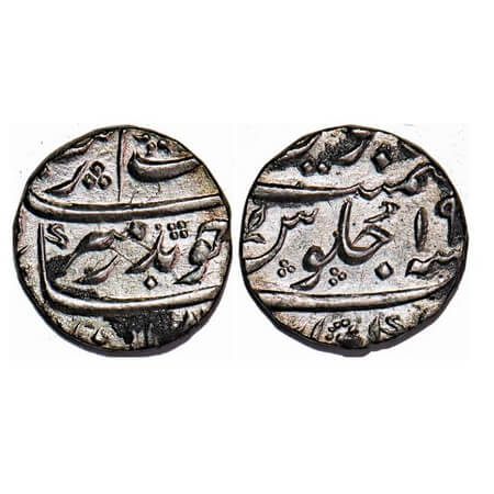 Aurangzeb, Silver ½ Rupee, 5.72g, Khambayat Mint, 19 RY. KM 294.4. Extremely Fine, Very Sc