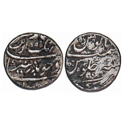 Aurangzeb, Silver ½ Rupee, 5.74g, Surat Mint, AH 1095/28 RY. KM 294.6. About Very Fine, Sc