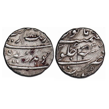 Aurangzeb, Silver ½ Rupee, 5.62g, Surat Mint, AH 1100/35 RY (mismatched Combination of dat