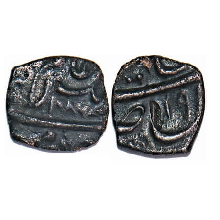 Aurangzeb, Silver Square 1/8 Rupee, 1.33g, (Dar ul Fath) Ujjain Mint on top, AH 1087/19 RY