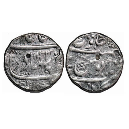 Shah Alam Bahadur, Silver Rupee, 11.41g, Bahadurgarh Mint, AH 1123, flower symbol on rev a