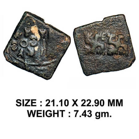 Post-Mauryan, Saurashtra Region, Uninscribed type, Copper Unit, 7.43g, Obv: Human figure s