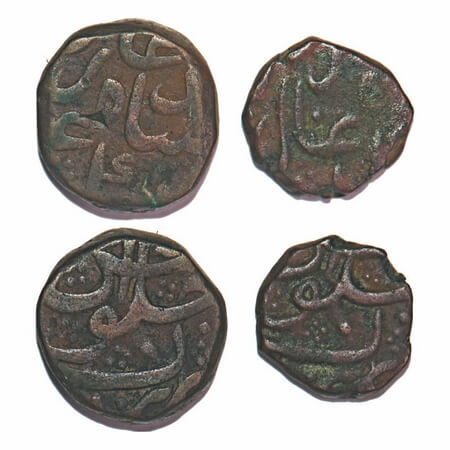 Shah Alam Bahadur, Copper Paisa & ½ Paisa (2 Coins), 13.68 & 5.74g, Parenda Mint. KM Unlis