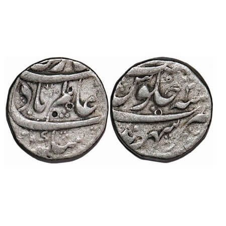 Shah Alam Bahadur, Silver Rupee, 11.37g, Sahrind Mint, 2 RY. KM 347.17. About Very Fine, R