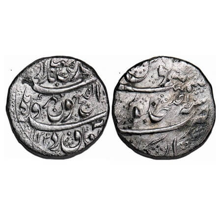 Jahandar Shah, Silver Rupee, 11.17g, Arkat Mint, Abul Fateh Type, AH 1124/ Ahad (1) RY. KM