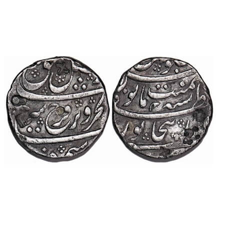 Farrukhsiyar, Silver Rupee, 11.45g, Dar ul Zafar Bijapur Mint, 4 RY. KM 377.21. Counter st