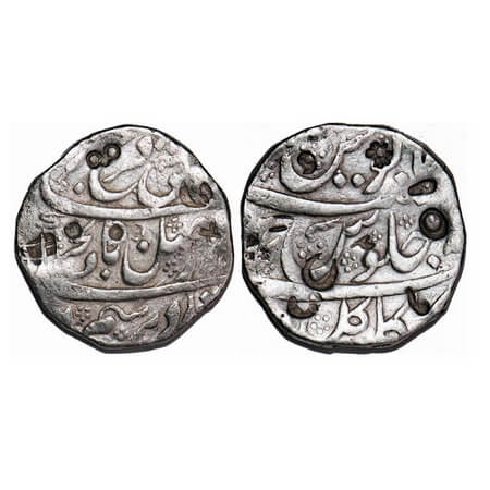 Farrukhsiyar, Silver Rupee,11.42g, Sikakul Mint, flower symbol in julus seen. KM 377.57. S