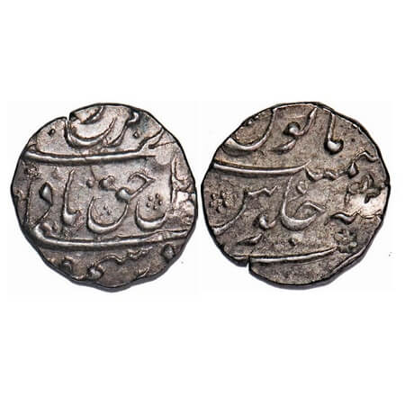 Farrukhsiyar, Silver ½ Rupee, 5.74g, Surat Mint, 3 RY. KM 375.2. Very Fine, Very Scarce.