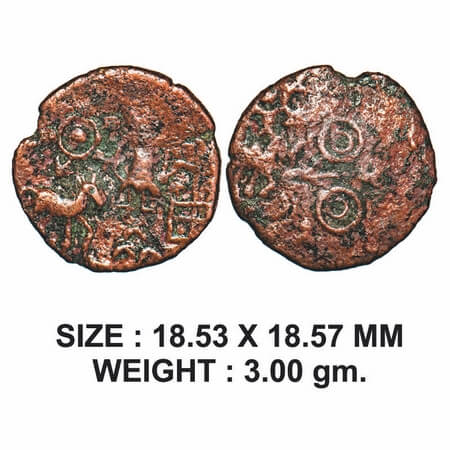 Post-Mauryan, Ujjaini Region, Uninscribed type, Copper Unit, 3.00g, Obv: Human figure stan