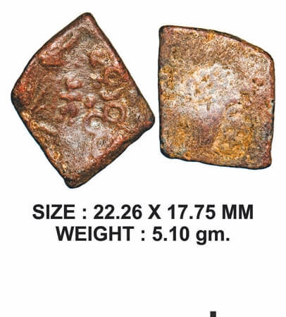 Post-Mauryan, Ujjaini Region, Uninscribed type, Copper Unit, 5.10g, Obv: Mahakal with cres