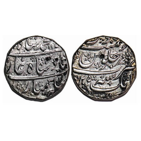 Muhammad Shah, Silver Rupee, 11.31g, Atak Mint, AH 115(6)/25 RY, with beautiful flowers on