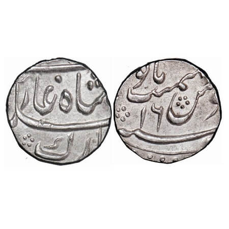 Muhammad Shah, Silver ½ Rupee, 5.77g, (Azimabad) Mint, 16 RY. KM Unlisted. Mint state, Ver