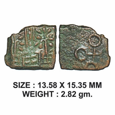 Post-Mauryan, Ujjaini Region, Sidhatho legend type, Copper Unit, 2.82g, Obv: Fish tank whi