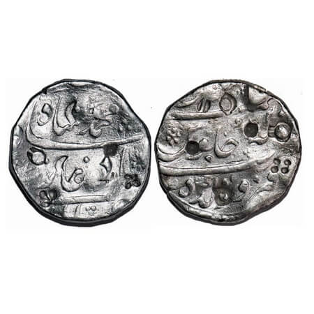 Muhammad Shah, Silver Rupee, 11.43g, Firozgarh Mint, 2 RY. KM 436.64. shroff marks. About 
