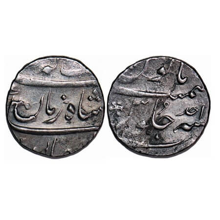 Muhammad Shah, Silver ½ Rupee, 5.67g, Surat Mint, Ahad (1) RY, Baluft ilah Badshah Zaman t