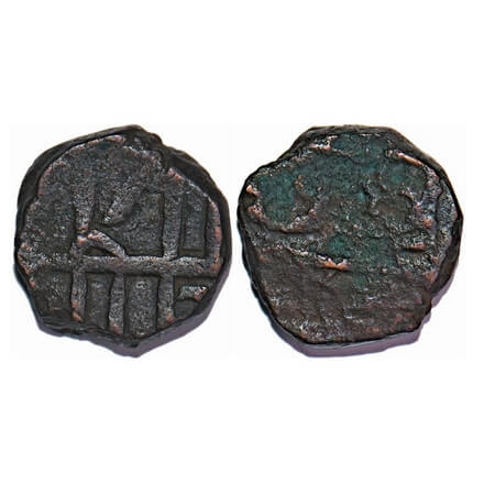 Maratha Confederacy, Copper Shivrai Paisa, 8.42g, Obv: (Shri) Raja Shiv, Rev: Chhatra(pati