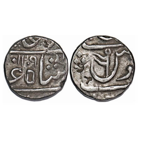 Maratha Confederacy, Silver 1/2 Rupee, 5.64g, (Nasik) Gulshanabad Mint, INO Shah Alam II, 