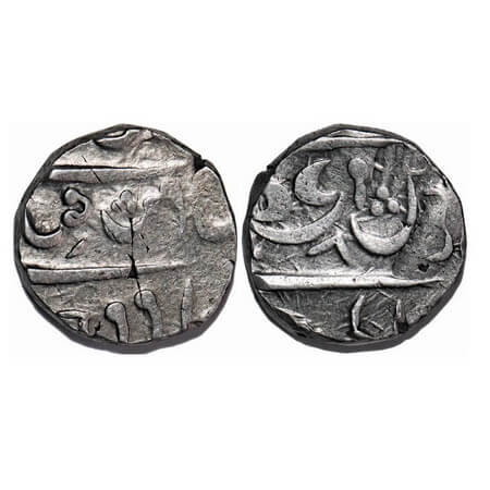 Maratha Confederacy, Silver Rupee, 11.11g, Azamnagar Sampgaon Mint (crude type), RY 6, INO