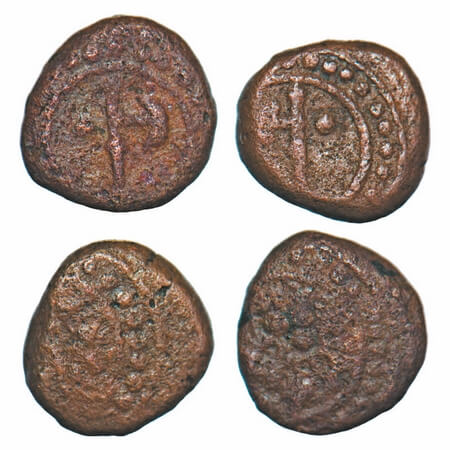 Mysore, Copper 1/16 Paisa (2 Coins), 0.67 & 0.66g, Haider Ali (AH 1174-1197/1761-1782 AD),