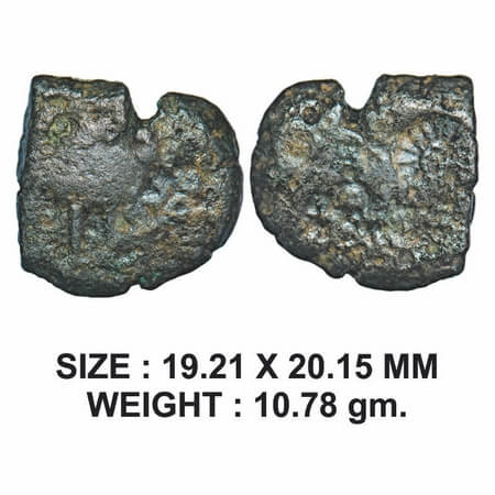 Post-Mauryan, Narmada Valley Region, Copper Unit, 10.78g, Humped bull walking to right wit
