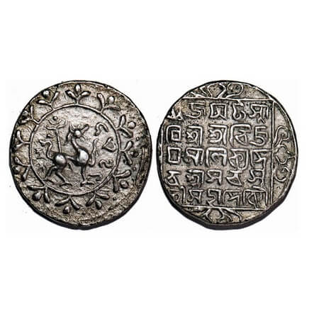 Tripura Silver Tanka, 10.78g, Vijaya Manikya (SE 1454-1484; 1532-1566AD), SK 1476, citing 