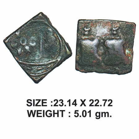 Post-Mauryan, Saurashtra Region, Uninscribed type, Copper Unit, 5.01g, Obv: Human figure s