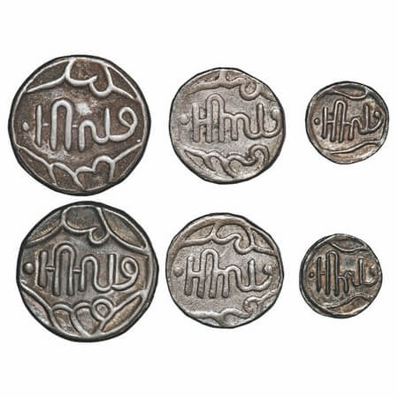 Banswara, Silver (3 Coins), Lakshman Singh (1862-1925AD), script reads as Shahr Bansahpur 