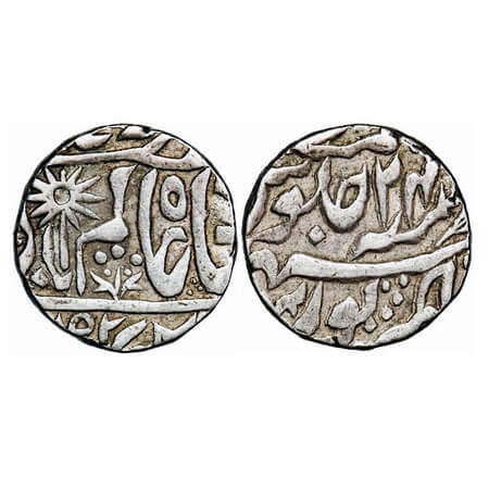 Chhatarpur, Silver Rupee, 11.06g, INO Shah Alam II, Chhtarpur Mint, 24 RY, (Pataka) and Ch