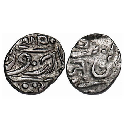 Gwalior, Silver ¼ Rupee, 2.62g, Jankoji Rao Sindhia (1833-1843 AD), Isagarh Mint, INO Muha
