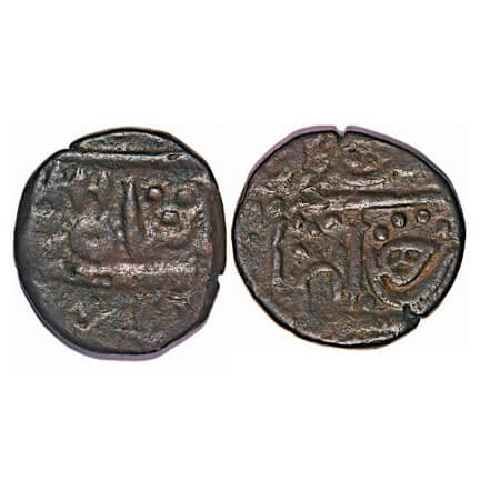 Indore, Copper ½ Anna, 15.00g, British Protectorate Issue, INO Shah Alam II, AH (12)11, Le