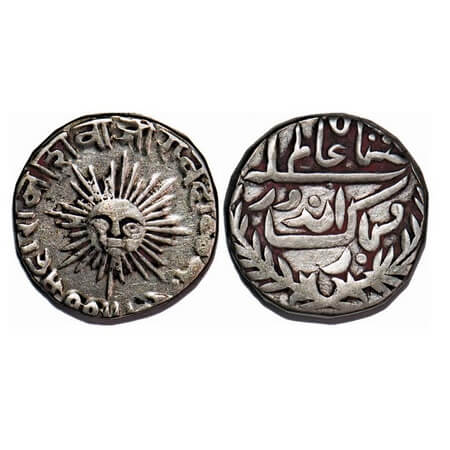 Indore, Silver Rupee, 11.15g, Shivaji Rao (1886-1903 AD), Indore Mint, VS 194(9), Sun face
