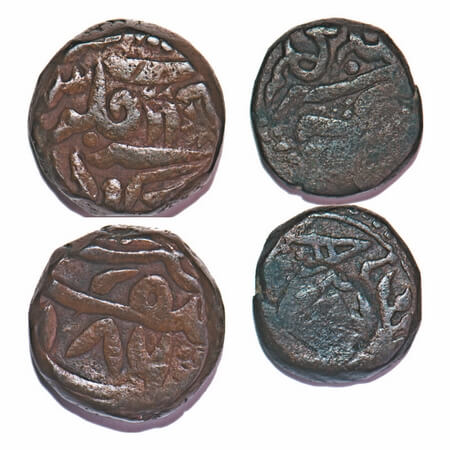 Karauli, Copper Taka and 1/2 Taka, (2 Coins) 17.90, 8.80g, British Protectorate issues, 18
