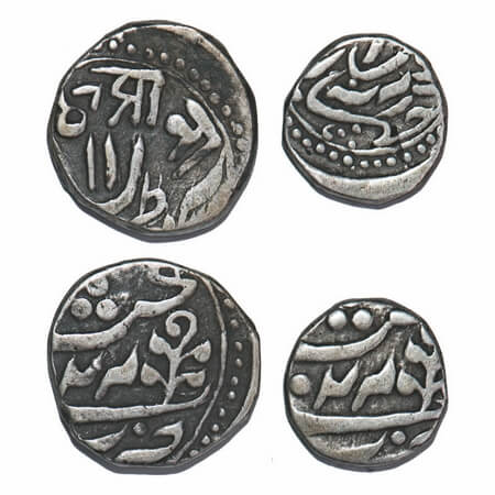 Kishangarh, Silver ½, ¼ Rupee (2), 5.41, 2.61g, Anonymous Hammered Coinage, Kishangarh Min