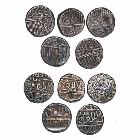 Nawanagar, Silver Kori, (5 Coins), British Protectorate, AH (9)78 Frozen, INO Muzaffar Sha