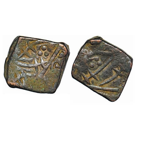 Rampur, Copper Paisa, 10.00g, Anonymous Issues, persian legend with swords on both sides .