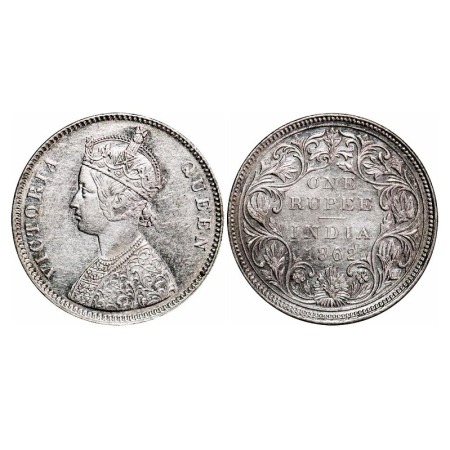Victoria Queen, Silver, Rupee, 1862, Bombay Mint, A/II/0/5,, With half bottom stroke of nu