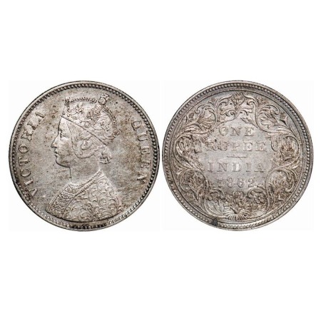 Victoria Queen, Silver, Rupee, 1862, Bombay Mint, A/II/0/6, Complete 'D' in India, w/o ini