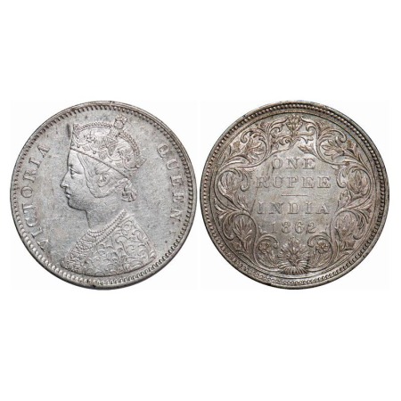 Victoria Queen, Silver, Rupee, 1862, Bombay Mint, A/II/0/6, With half bottom stroke of num