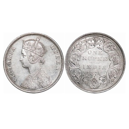 Victoria Queen, Silver, Rupee, 1876, Bombay Mint, A2/II, Dot. F. Prid 147. GK 430. Extreme