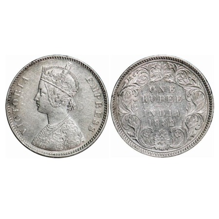 Victoria Empress, Silver, Rupee, 1882, Calcutta Mint, A1/I, 'C' incused. F. Prid 120. GK 4