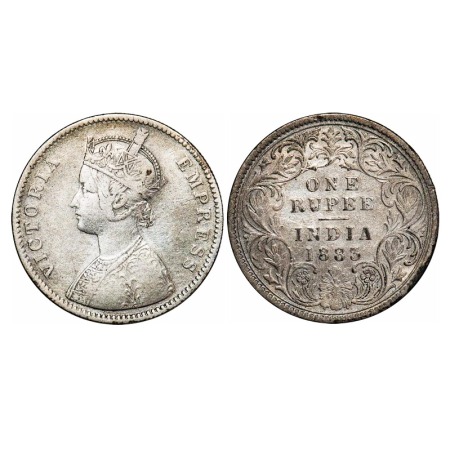 Victoria Empress, Silver, Rupee, 1883, Calcutta Mint, A1/I, No mint mark. F. Prid Unlisted