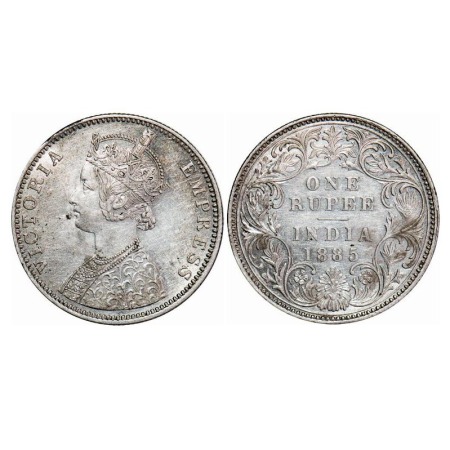 Victoria Empress, Silver, Rupee, 1885, Bombay Mint, C2/I, 'B' incused. Prid 170. GK 508. A