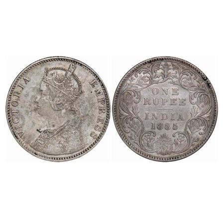 Victoria Empress, Silver, Rupee, 1885, Bombay Mint, C2/I, 'B' raised. F. Prid Unlisted. GK